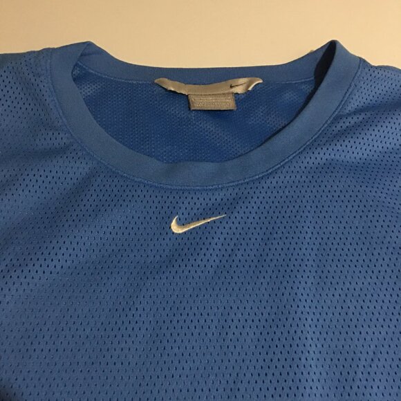 Vintage Y2K Nike Mens Tank Top XL Blue Center Swoosh Mesh Athletic Basketball - Picture 2 of 9